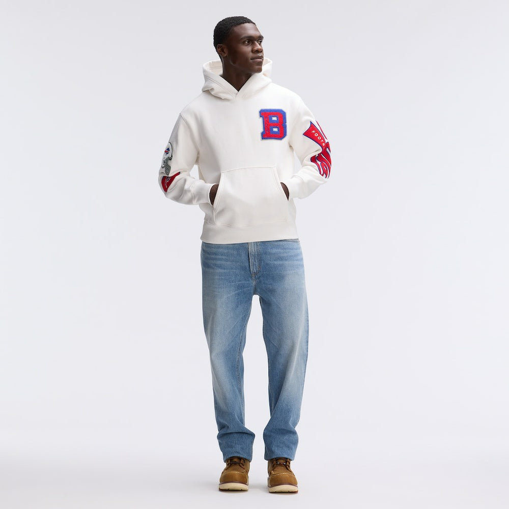 Buffalo Bills IconicFleece Letterman Hoodie Oatmeal | Fanatics