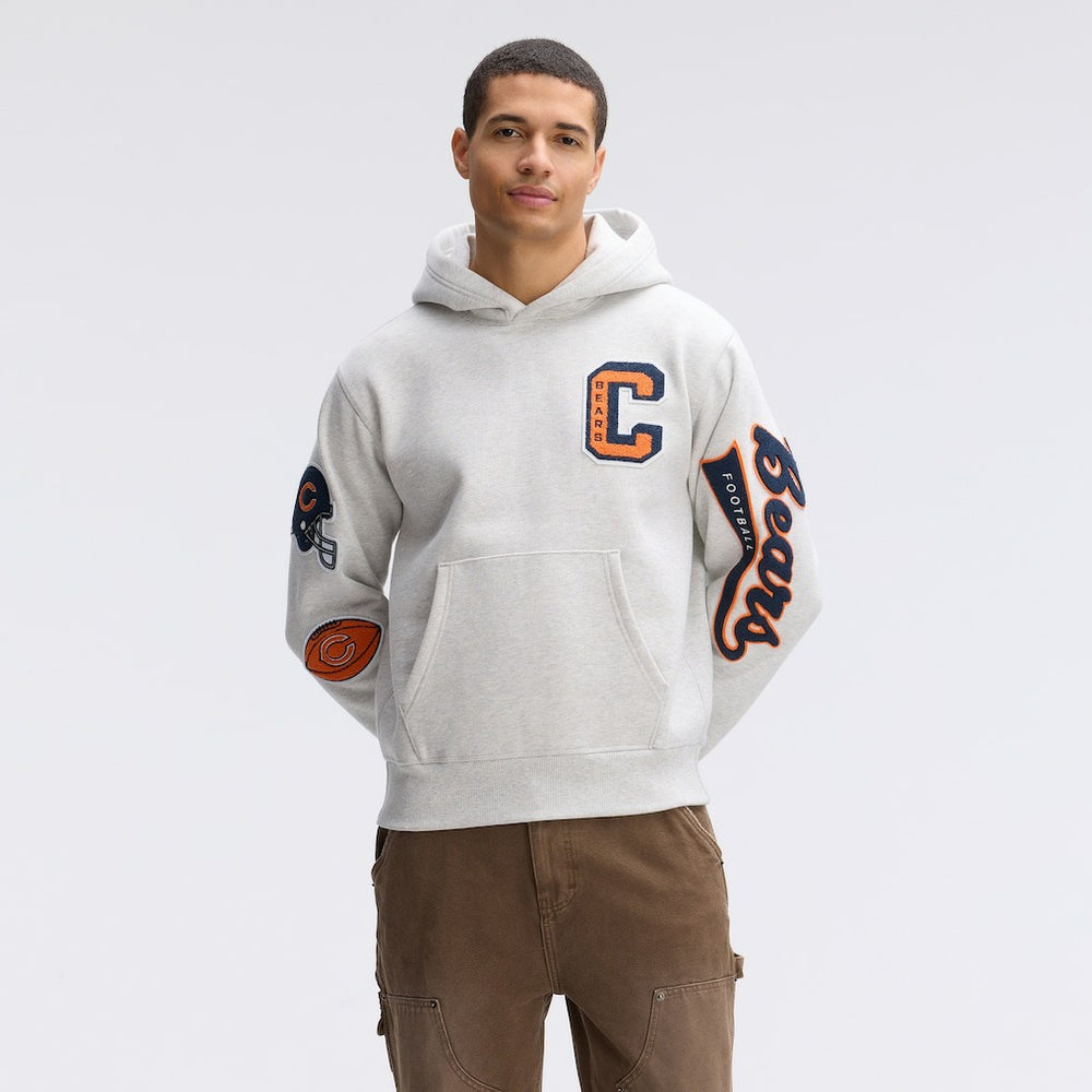 Chicago Bears IconicFleece Letterman Hoodie Heather Gray | Fanatics