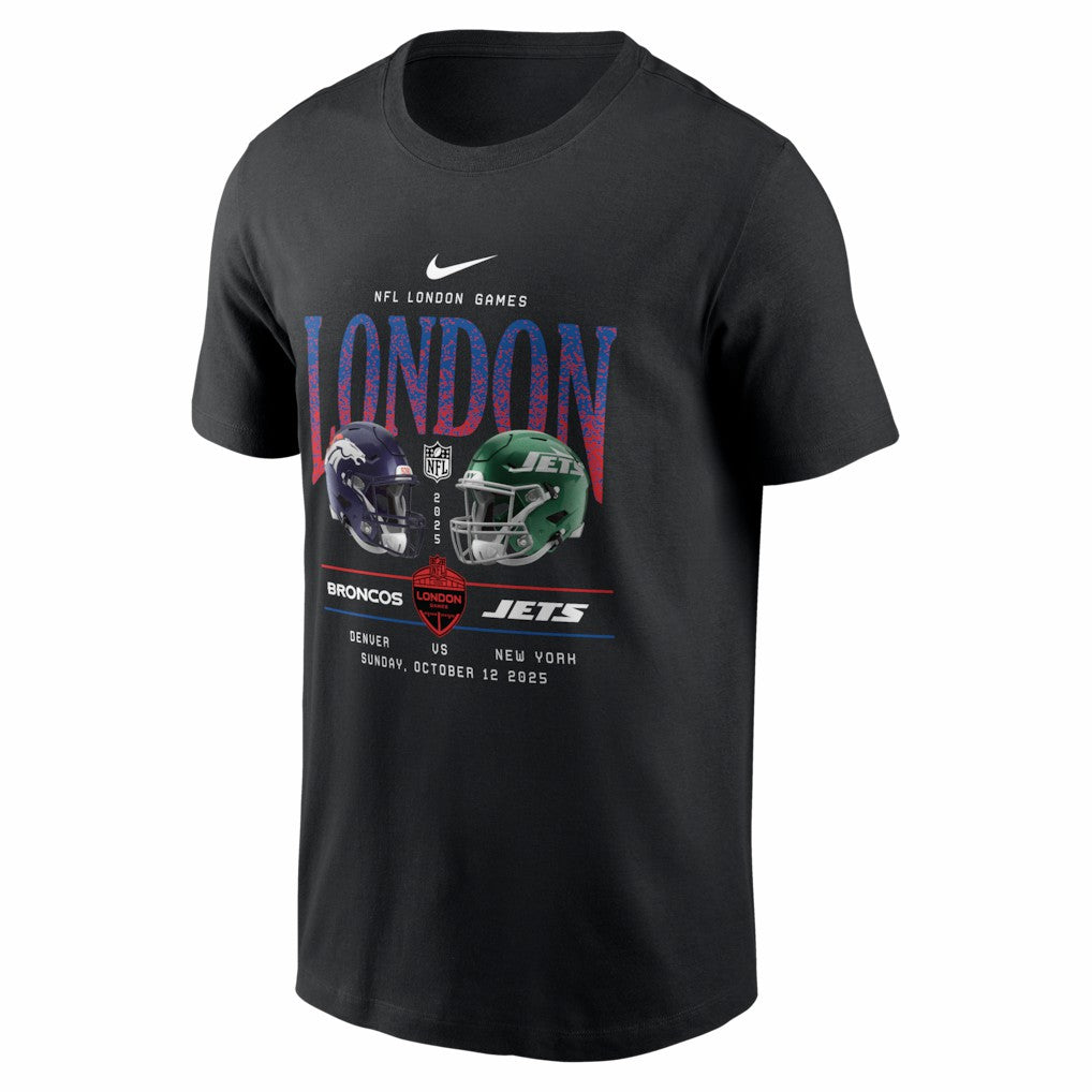Denver Broncos vs. New York Jets International Games London 2025 T-Shirt Black | Nike for Sale