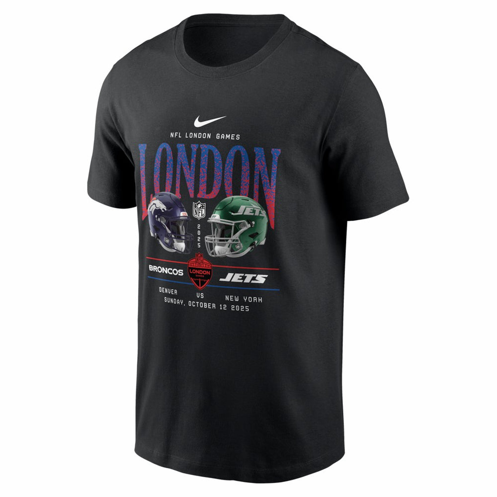 Denver Broncos vs. New York Jets International Games London 2025 T-Shirt Black | Nike for Sale