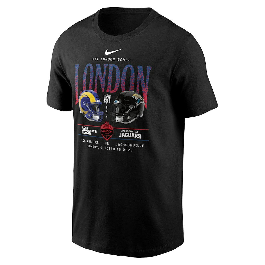 Los Angeles Rams vs. Jacksonville Jaguars International Games London 2025 T-Shirt Black | Nike for Sale