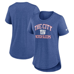New York Giants Women's The City Never Sleeps Tri-Blend T-Shirt Heather Blue | Nike for Sale