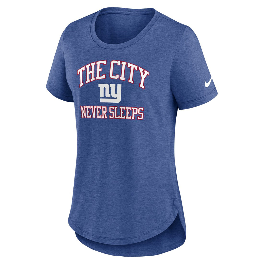 New York Giants Women's The City Never Sleeps Tri-Blend T-Shirt Heather Blue | Nike for Sale