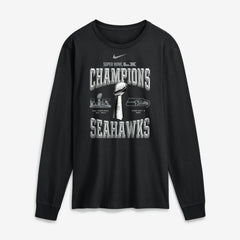Seattle Seahawks Super Bowl LX Champions Locker Room Trophy Collection Long Sleeve T-Shirt Black | Nike for Sale
