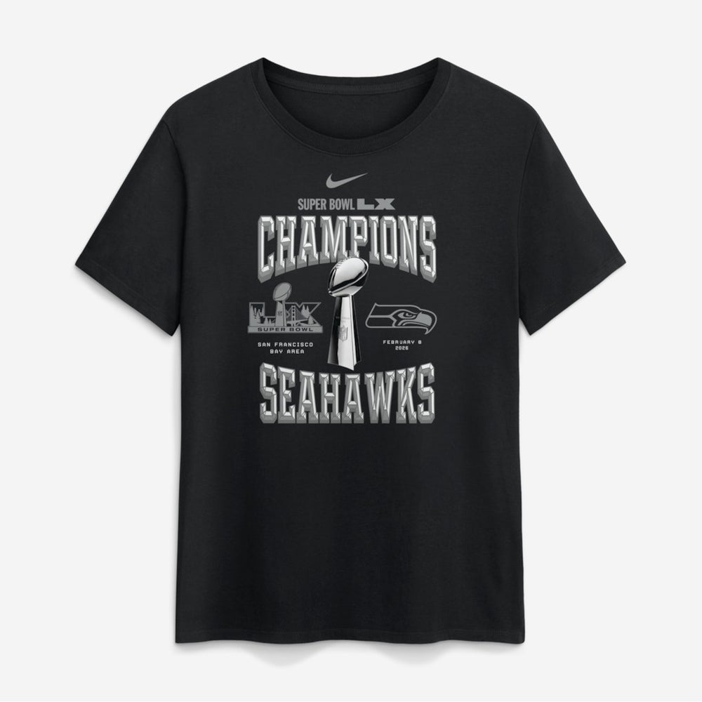Seattle Seahawks Women's Super Bowl LX Champions Locker Room Trophy Collection T-Shirt Black | Nike for Sale