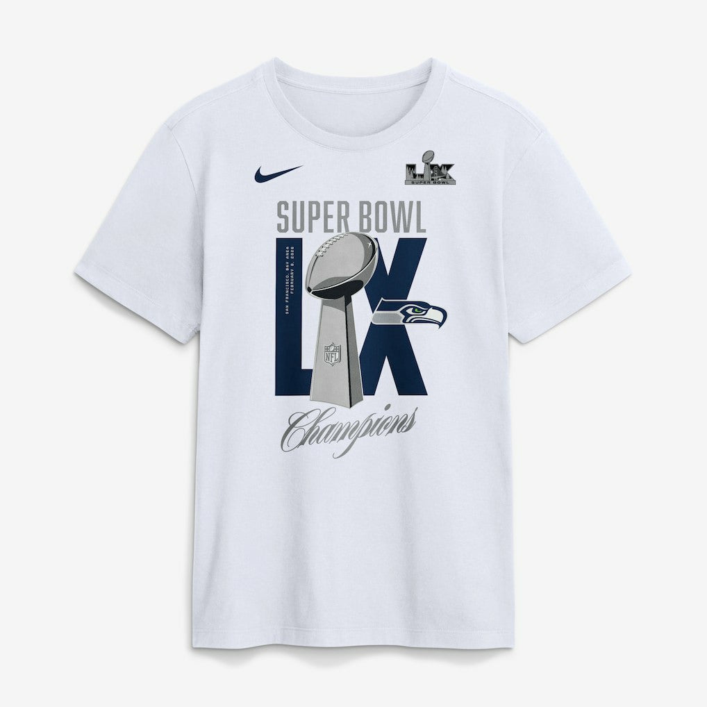 Seattle Seahawks Super Bowl LX Champions Lombardi Trophy T-Shirt White | Nike for Sale