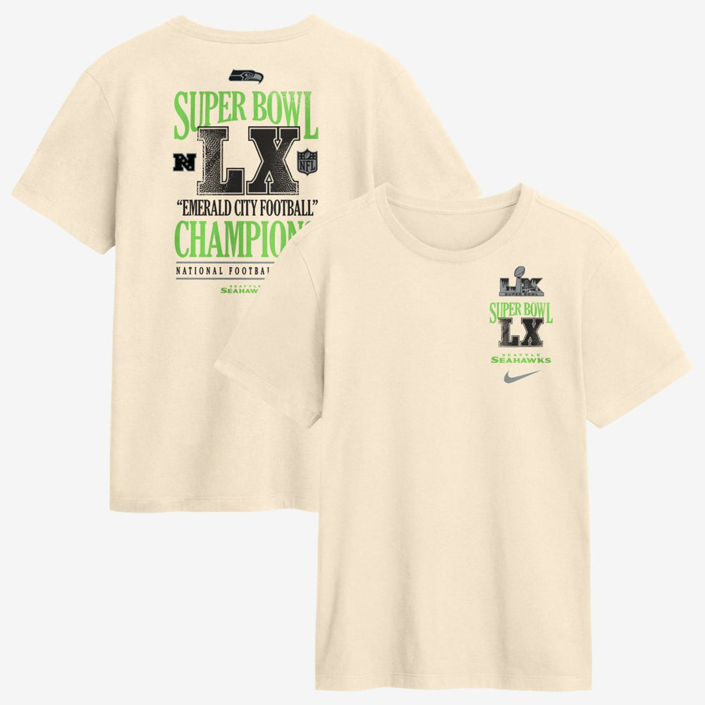 Seattle Seahawks Super Bowl LX Champions Long Ball T-Shirt Natural | Nike for Sale