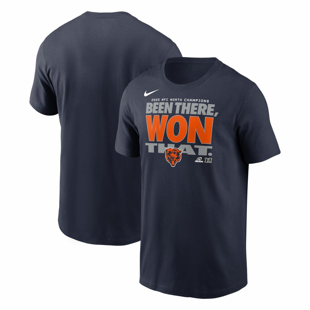 Chicago Bears 2025 NFC North Division Champions Locker Room Trophy Collection T-Shirt Navy | Nike for Sale
