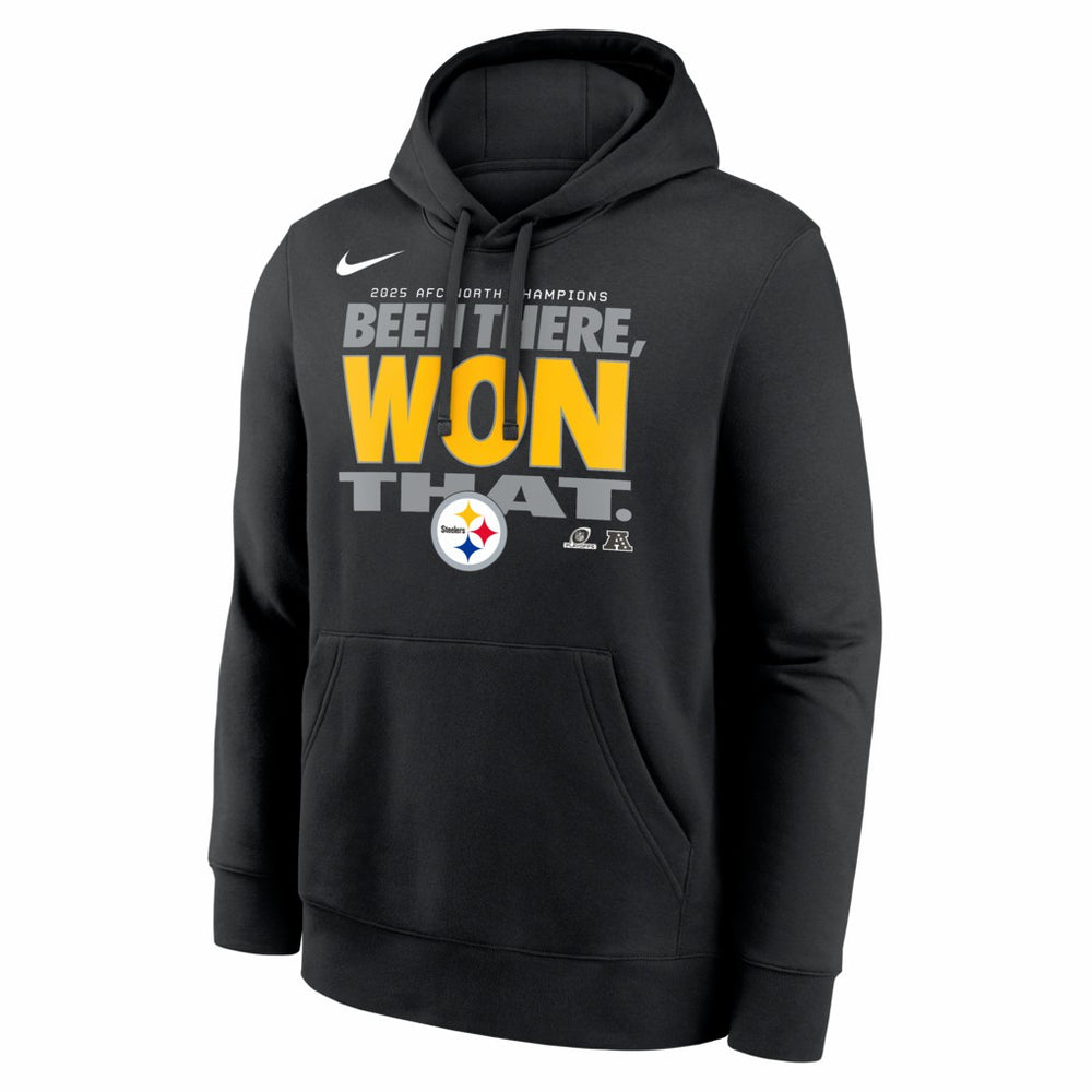 Pittsburgh Steelers 2025 AFC North Division Champions Locker Room Trophy Collection Hoodie Black | Nike for Sale
