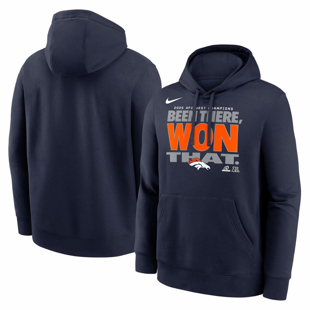 Denver Broncos 2025 AFC West Division Champions Locker Room Trophy Collection Hoodie Navy | Nike for Sale