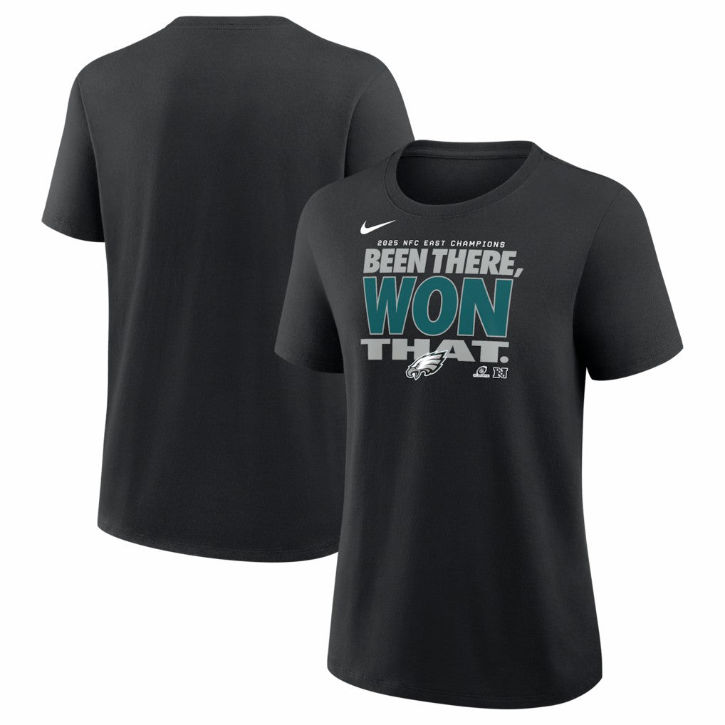 Philadelphia Eagles Women's 2025 NFC East Division Champions Locker Room Trophy Collection T-Shirt Black | Nike for Sale