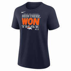 Denver Broncos Women's 2025 AFC West Division Champions Locker Room Trophy Collection T-Shirt Navy | Nike for Sale