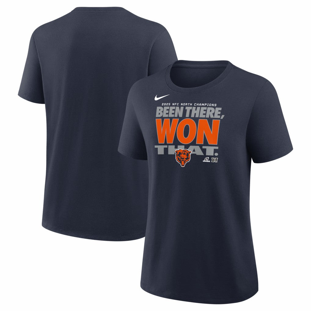 Chicago Bears Women's 2025 NFC North Division Champions Locker Room Trophy Collection T-Shirt Navy | Nike for Sale