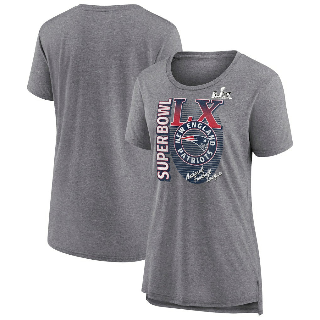 New England Patriots Women's Super Bowl LX Retro Tri-Blend T-Shirt Heather Gray | Fanatics