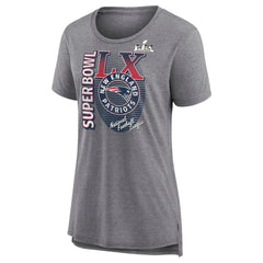 New England Patriots Women's Super Bowl LX Retro Tri-Blend T-Shirt Heather Gray | Fanatics
