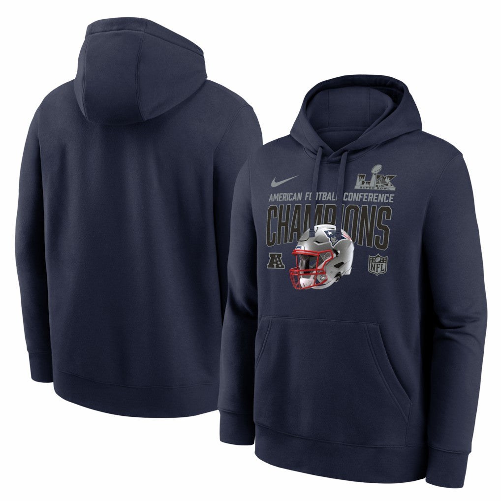 New England Patriots 2025 AFC Champions Glory Shield Hoodie Navy | Nike for Sale