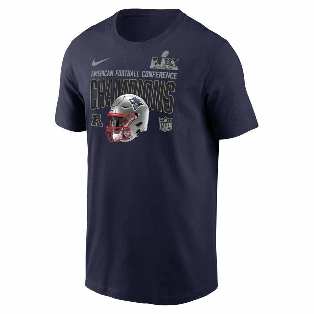 New England Patriots 2025 AFC Champions Glory Shield T-Shirt Navy | Nike for Sale