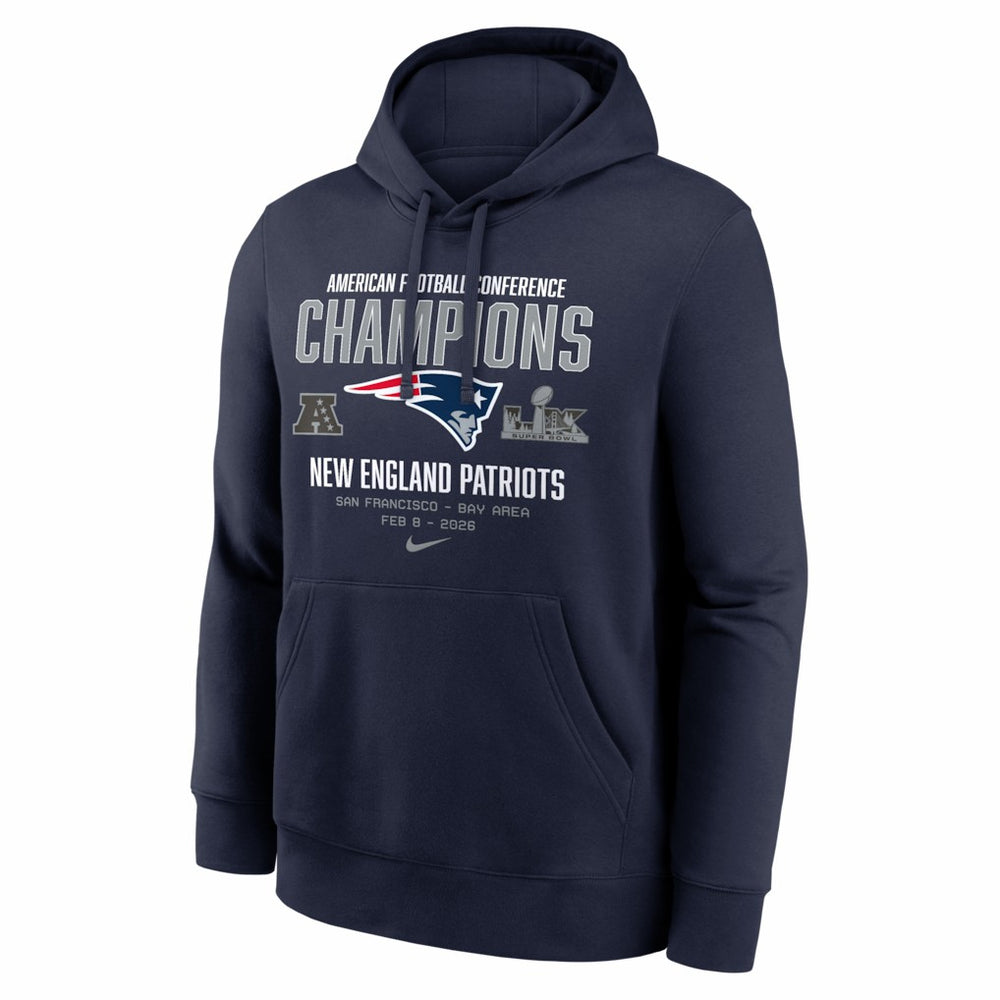 New England Patriots 2025 AFC Champions Team Nation Hoodie Navy | Nike for Sale