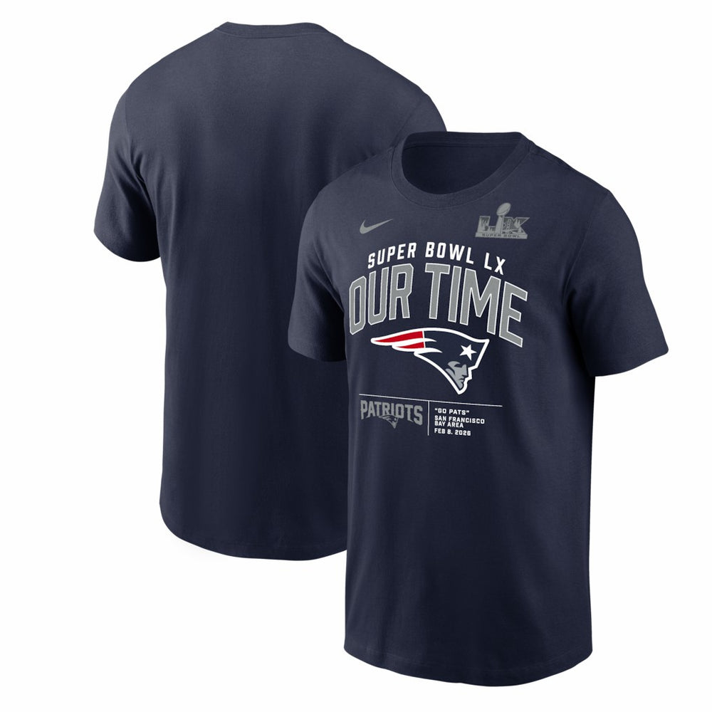 New England Patriots Super Bowl LX Clear Sign T-Shirt Navy | Nike for Sale