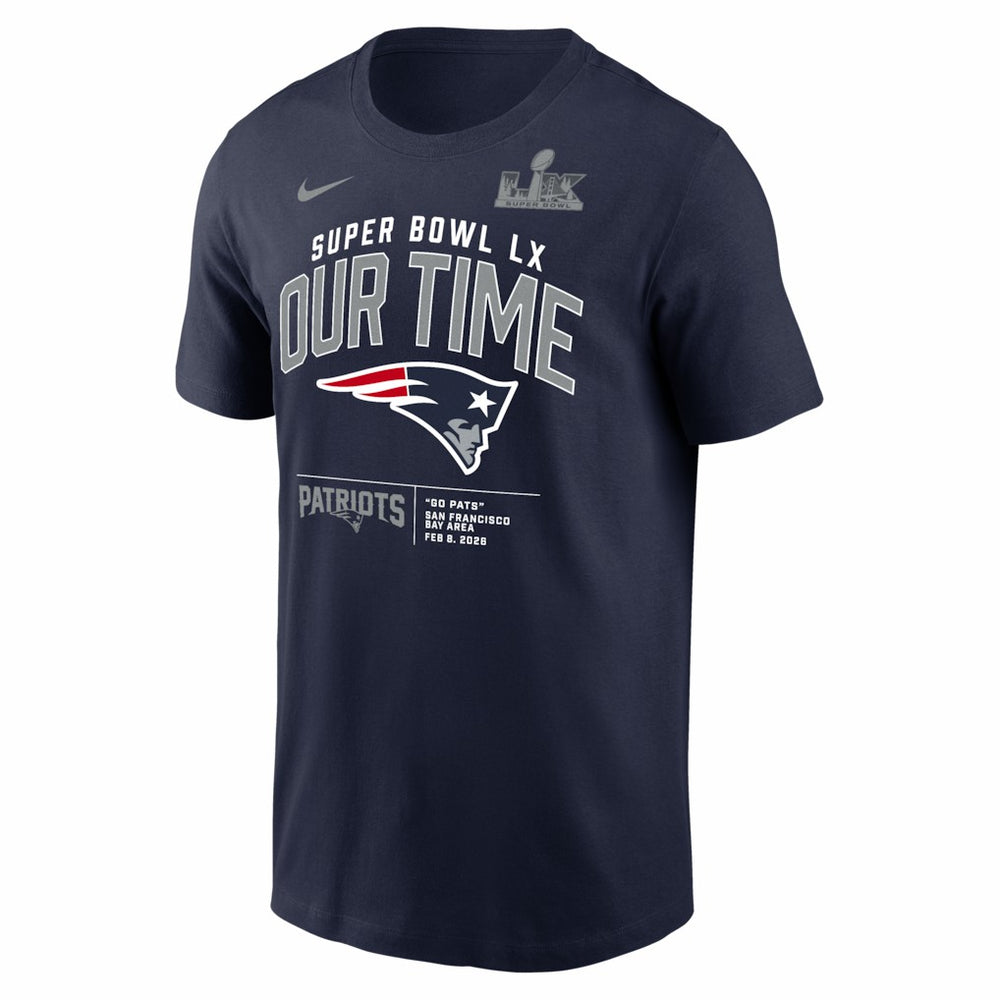 New England Patriots Super Bowl LX Clear Sign T-Shirt Navy | Nike for Sale