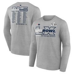New England Patriots Super Bowl LX Roster Long Sleeve T-Shirt Heather Gray | Fanatics
