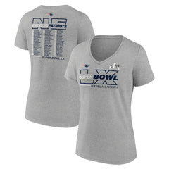 New England Patriots Women's Super Bowl LX Roster V-Neck T-Shirt Heather Gray | Fanatics