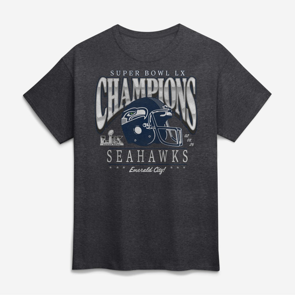 Seattle Seahawks Super Bowl LX Champions Prestigious Run T-Shirt Heather Charcoal | Fanatics