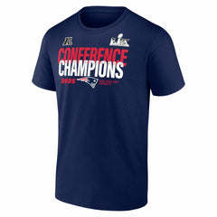 New England Patriots 2025 AFC Champions Right Side Draw T-Shirt Navy | Fanatics