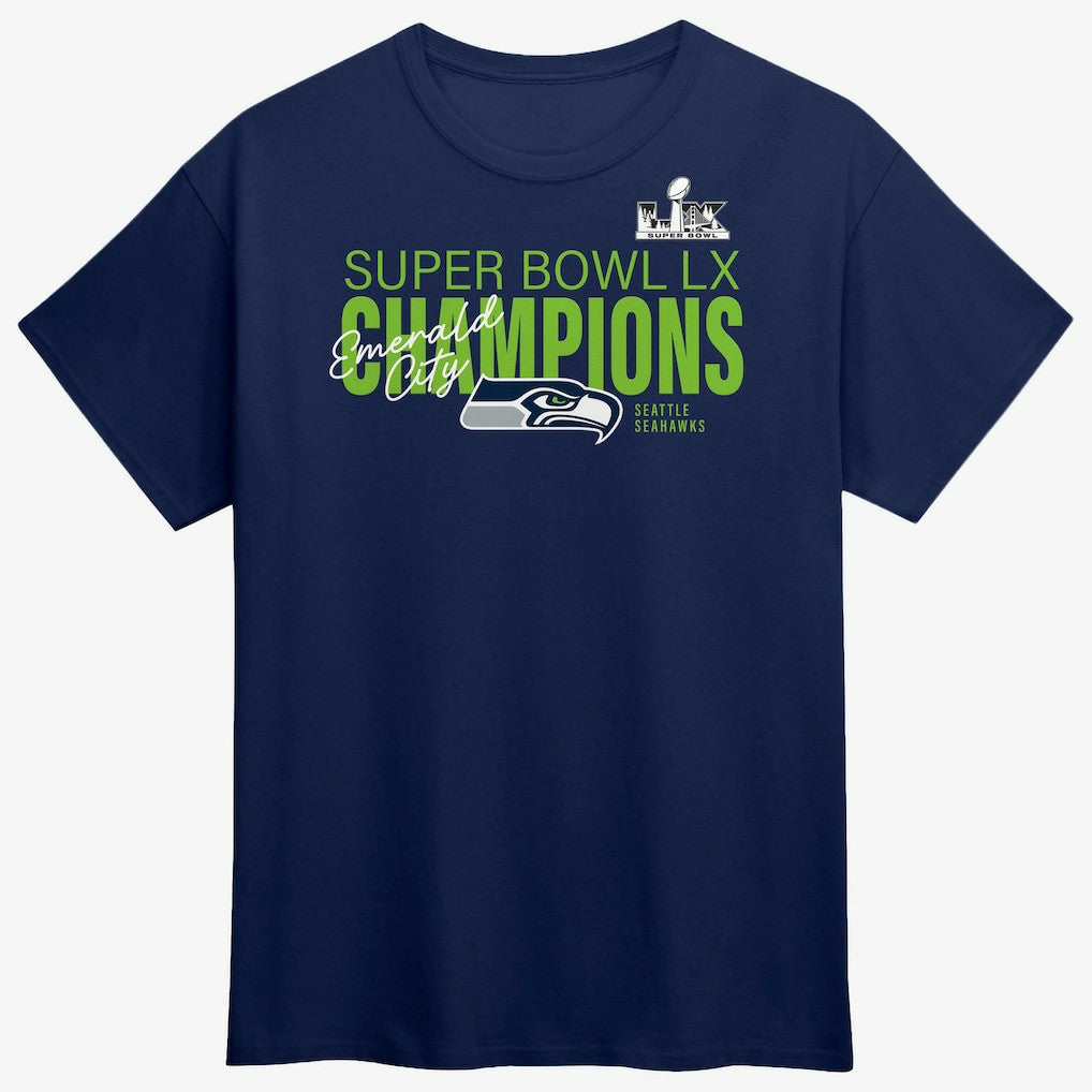 Seattle Seahawks Super Bowl LX Champions Autograph Signing Roster T-Shirt College Navy | Fanatics