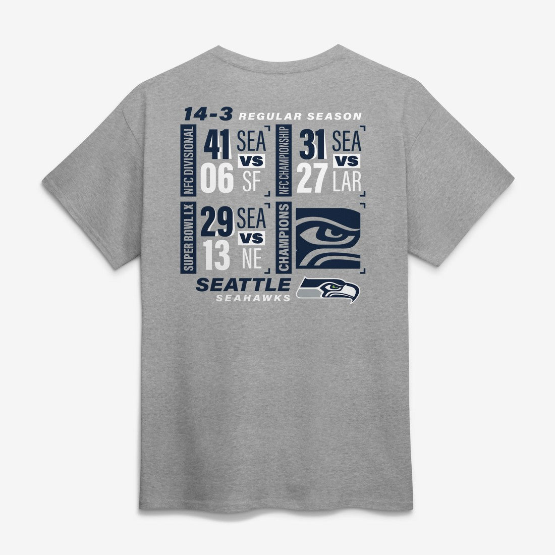 Seattle Seahawks Super Bowl LX Champions Counting Points Score T-Shirt Steel | Fanatics