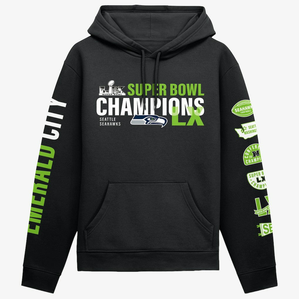 Seattle Seahawks Super Bowl LX Champions Four-Piece Hoodie Black | Fanatics