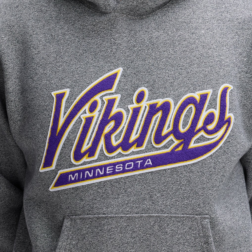 Minnesota Vikings IconicFleece Tipped Hoodie Athletic Heather Gray | Fanatics