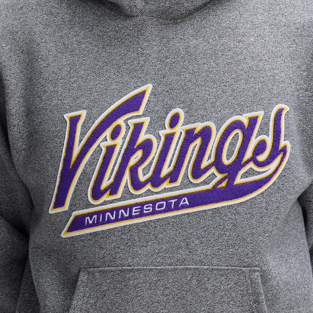 Minnesota Vikings IconicFleece Tipped Hoodie Athletic Heather Gray | Fanatics