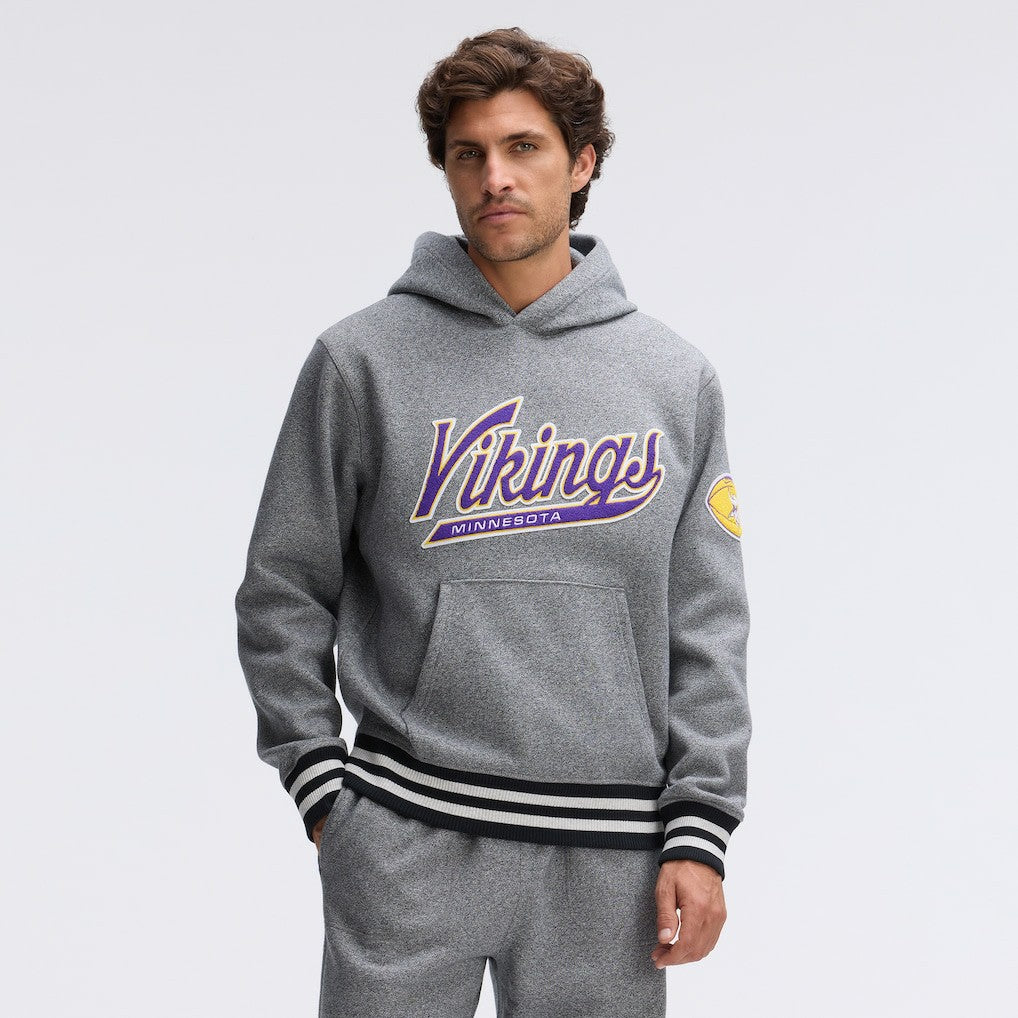 Minnesota Vikings IconicFleece Tipped Hoodie Athletic Heather Gray | Fanatics