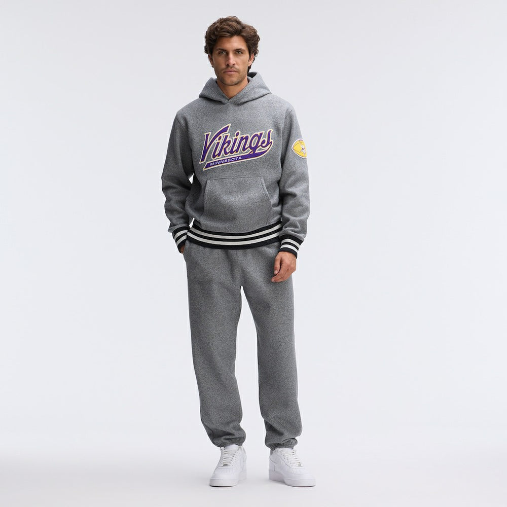 Minnesota Vikings IconicFleece Tipped Hoodie Athletic Heather Gray | Fanatics