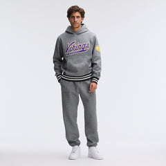 Minnesota Vikings IconicFleece Tipped Hoodie Athletic Heather Gray | Fanatics