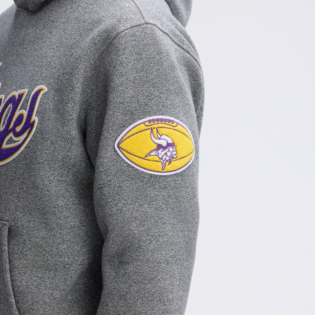 Minnesota Vikings IconicFleece Tipped Hoodie Athletic Heather Gray | Fanatics