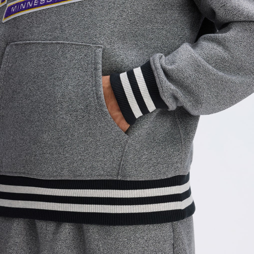 Minnesota Vikings IconicFleece Tipped Hoodie Athletic Heather Gray | Fanatics