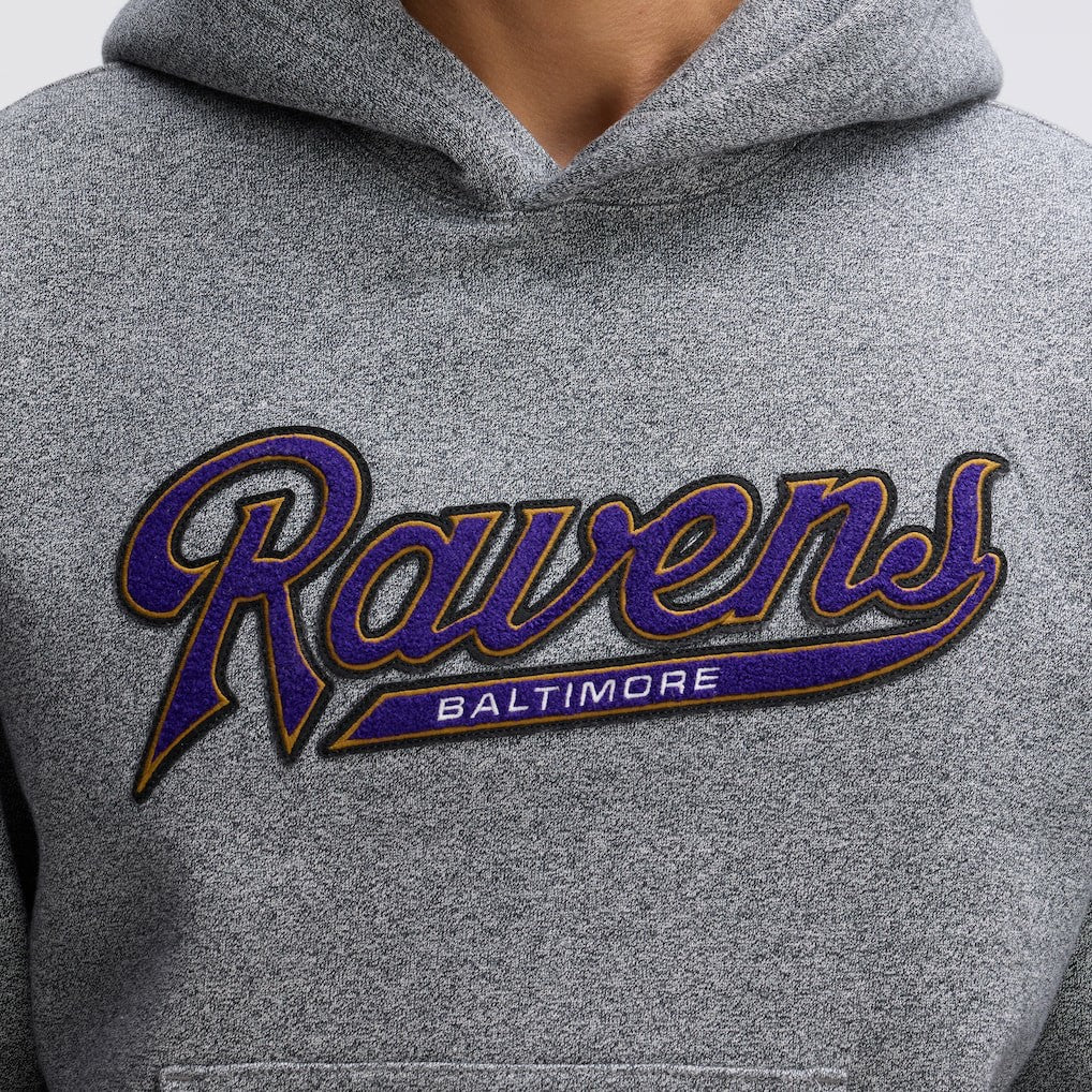 Baltimore Ravens IconicFleece Tipped Hoodie Athletic Heather Gray | Fanatics