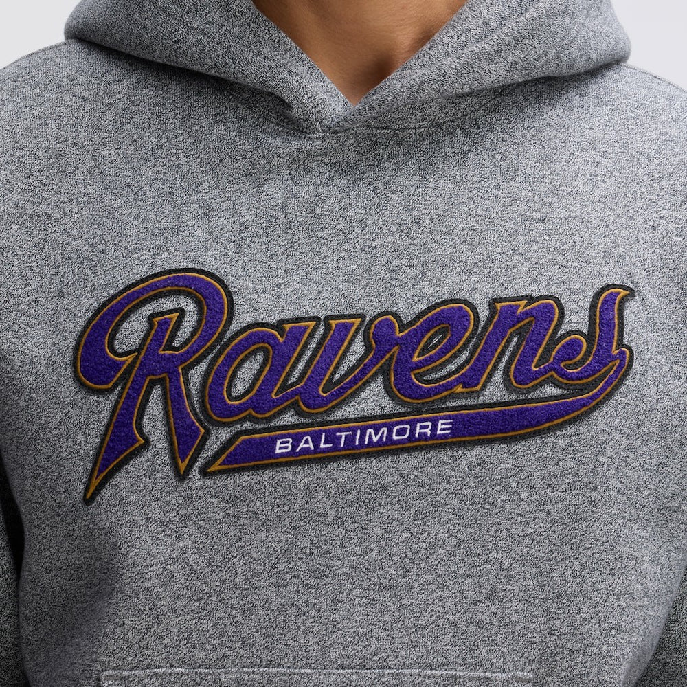 Baltimore Ravens IconicFleece Tipped Hoodie Athletic Heather Gray | Fanatics