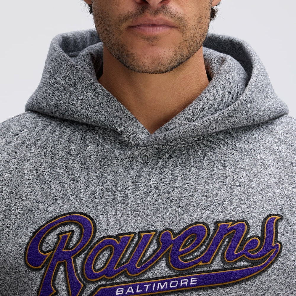 Baltimore Ravens IconicFleece Tipped Hoodie Athletic Heather Gray | Fanatics