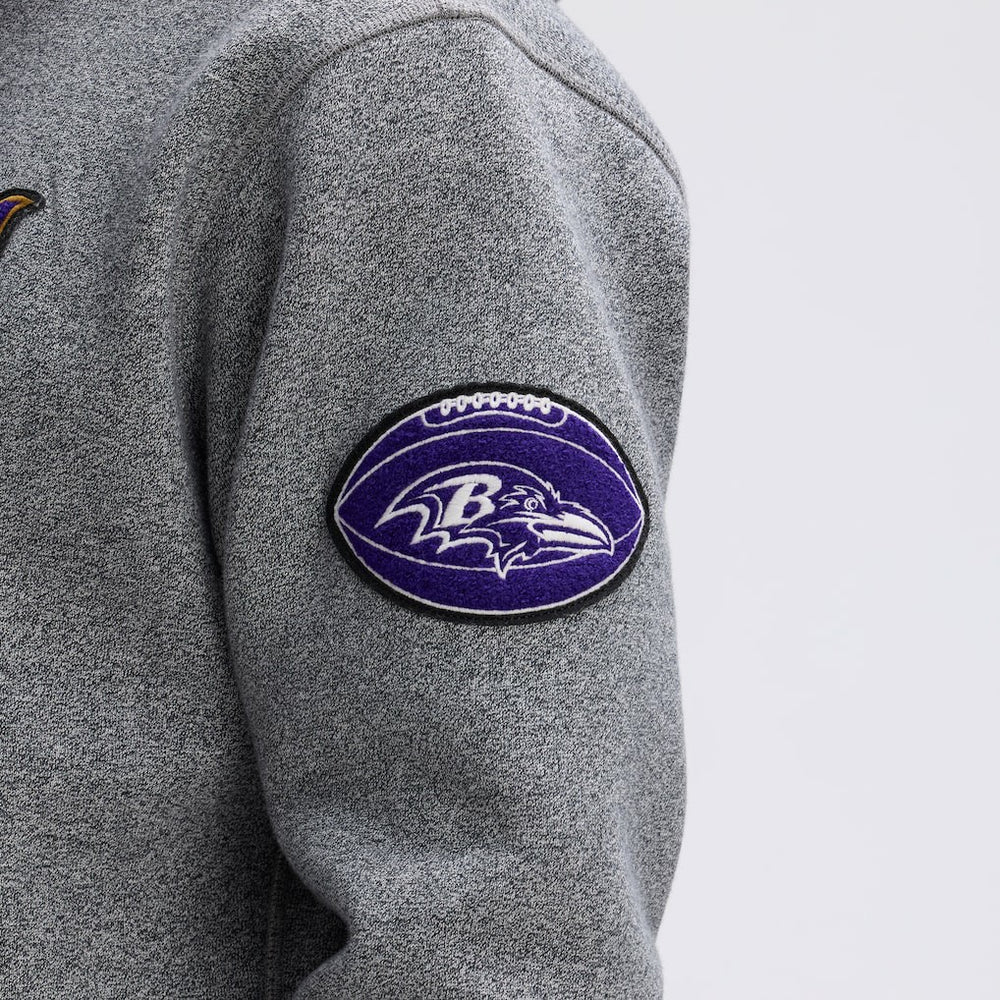 Baltimore Ravens IconicFleece Tipped Hoodie Athletic Heather Gray | Fanatics