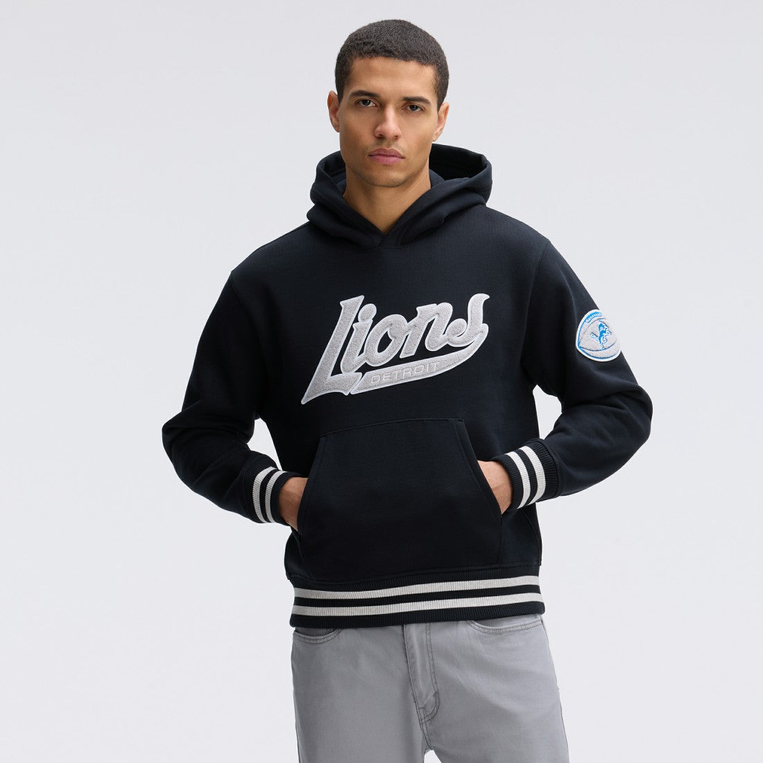 Detroit Lions IconicFleece Tipped Hoodie Black | Fanatics