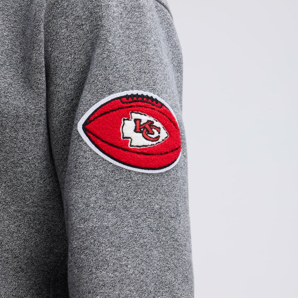 Kansas City Chiefs IconicFleece Tipped Hoodie Athletic Heather Gray | Fanatics
