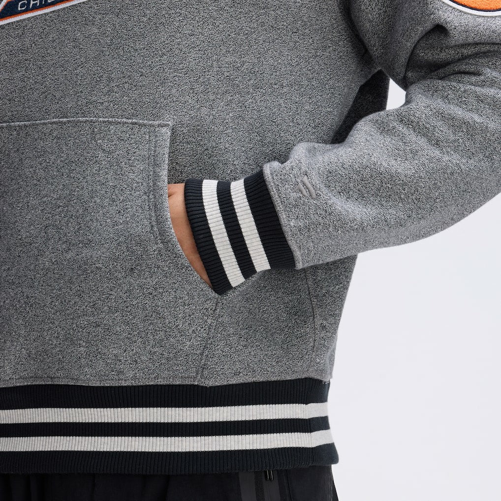 Chicago Bears IconicFleece Tipped Hoodie Athletic Heather Gray | Fanatics