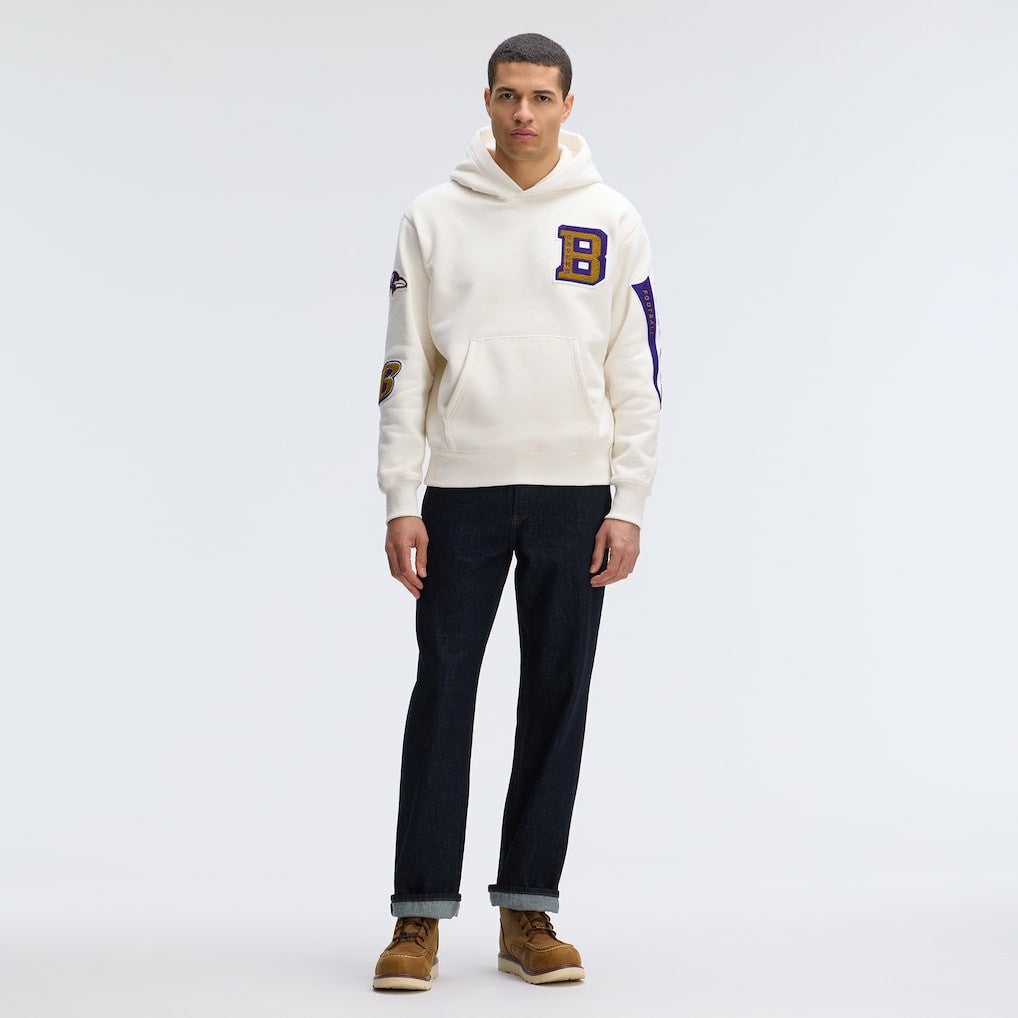 Baltimore Ravens IconicFleece Letterman Hoodie Oatmeal | Fanatics