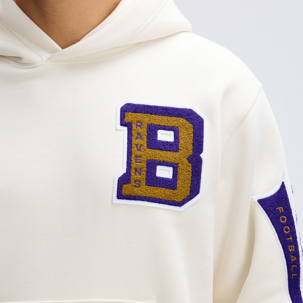 Baltimore Ravens IconicFleece Letterman Hoodie Oatmeal | Fanatics