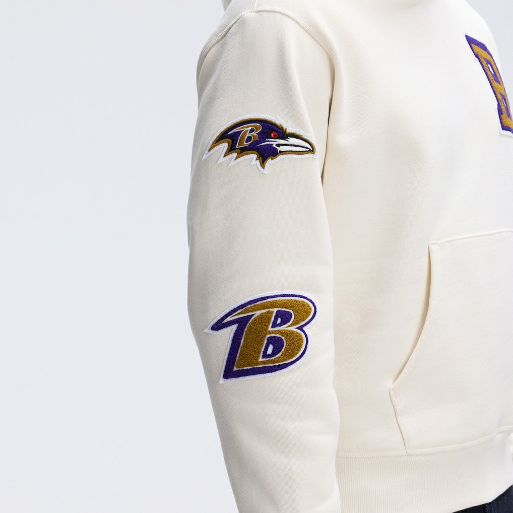 Baltimore Ravens IconicFleece Letterman Hoodie Oatmeal | Fanatics