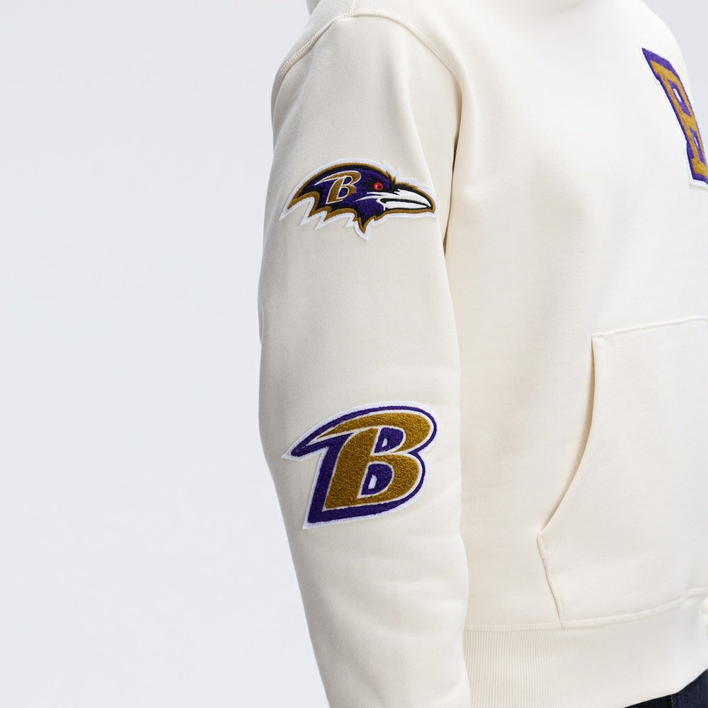 Baltimore Ravens IconicFleece Letterman Hoodie Oatmeal | Fanatics