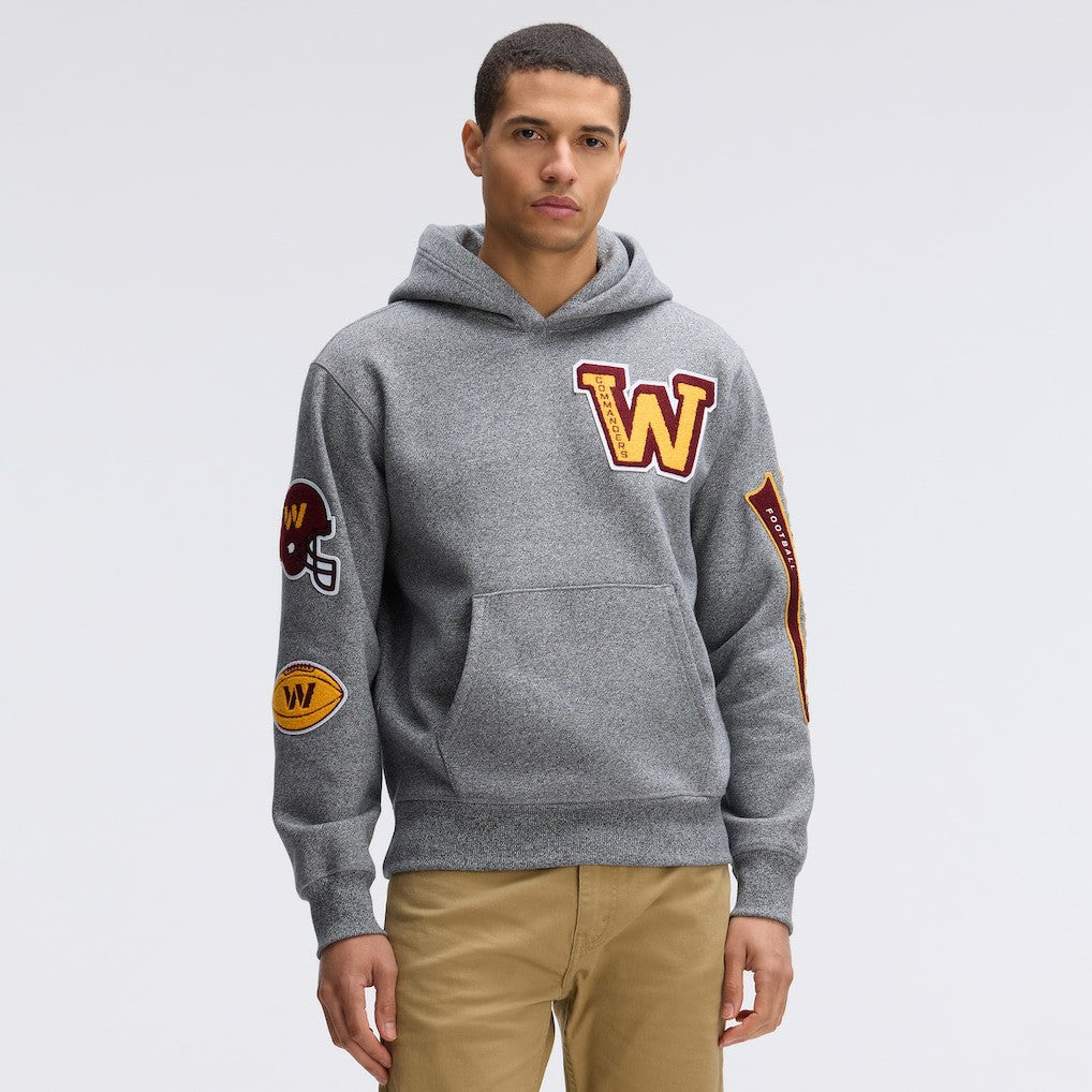 Washington Commanders IconicFleece Letterman Hoodie Athletic Heather Gray | Fanatics